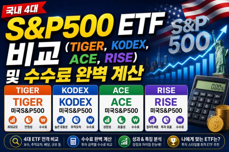 국내 4대 S&P500 ETF 비교 (TIGER, KODEX, ACE, RISE) 및 수수료 완벽 계산