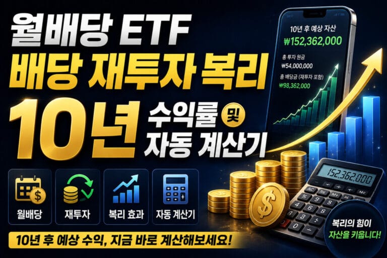 월배당 ETF 배당 재투자 복리 10년 수익률 및 자동 계산기