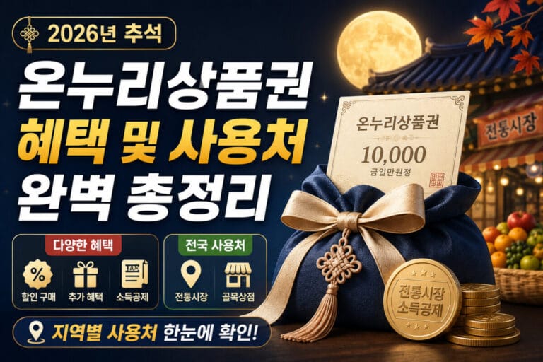 2026년 추석 온누리상품권 혜택 및 지역별 사용처 완벽 총정리