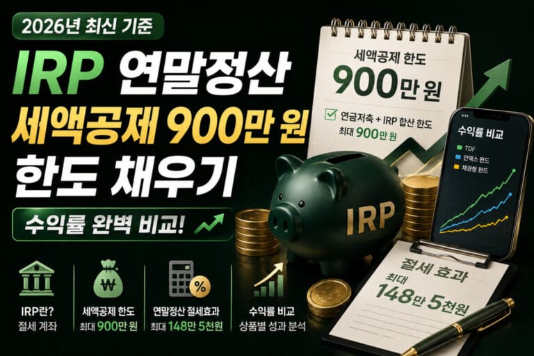 2026년 IRP 연말정산 세액공제 900만 원 한도 채우기 (수익률 완벽 비교)