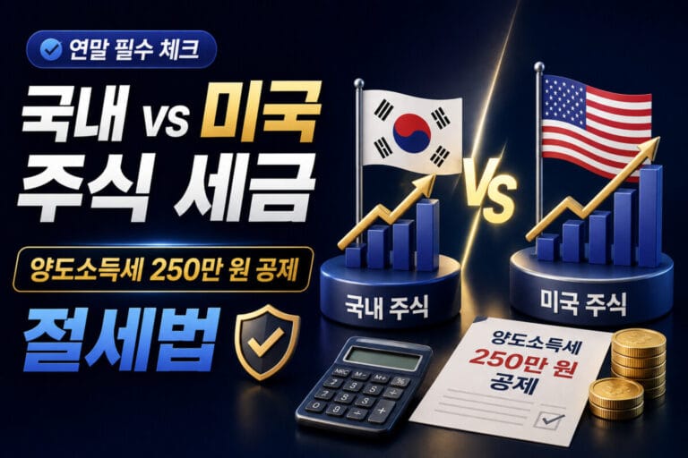 연말 필수 체크: 국내 미국 주식 세금 비교 및 양도소득세 250만 원 공제 절세법