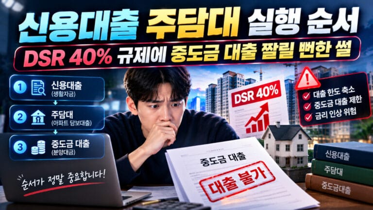 신용대출 주담대 실행 순서: DSR 40% 규제에 중도금 대출 짤릴 뻔한 썰
