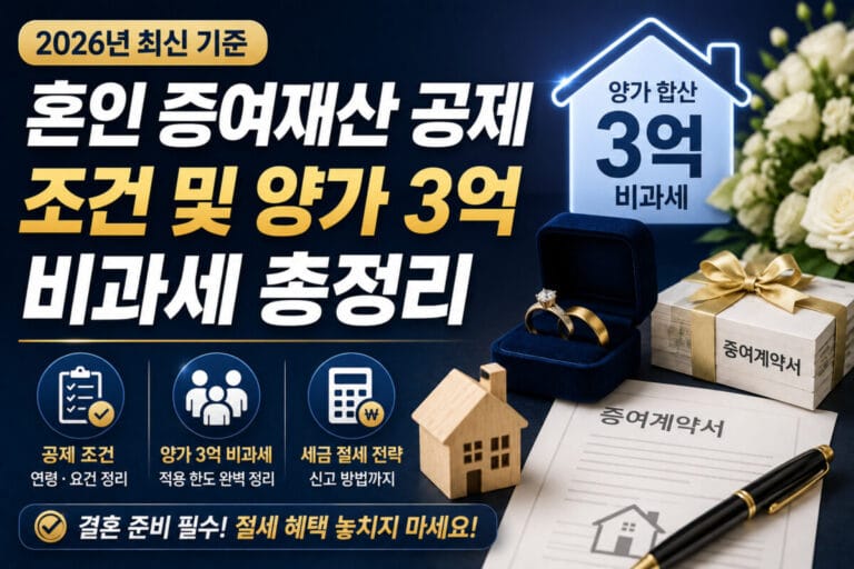 2026년 혼인 증여재산 공제 조건 및 양가 3억 비과세 총정리